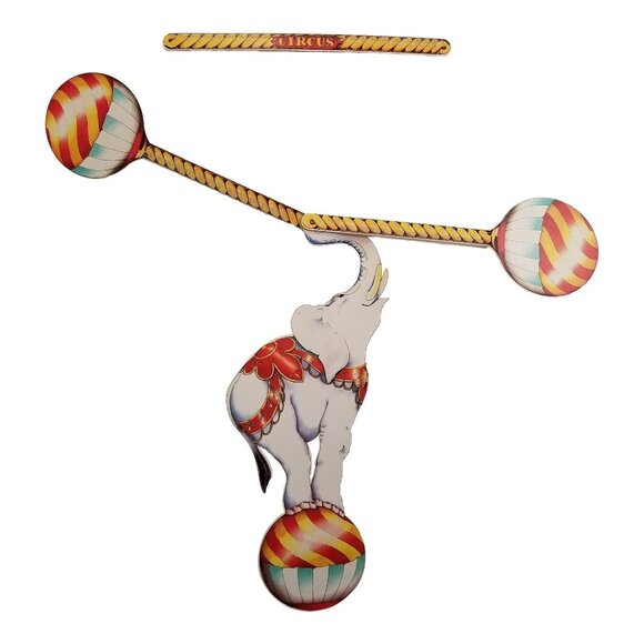 Vintage French Circus Elephant Cardboard Mobile by Ch. Poumeyrol for Kid French - Picture 2 of 7